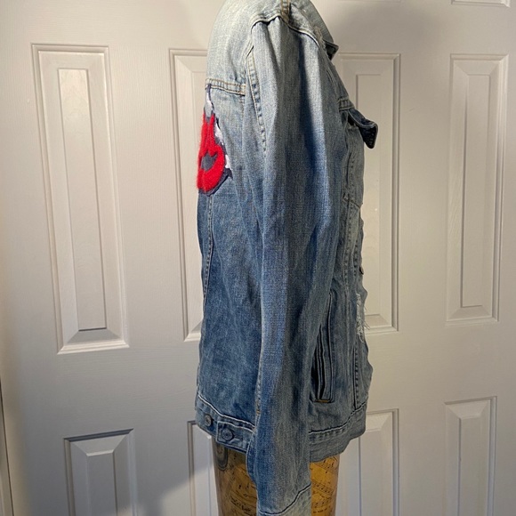 RailsCustomRigginsLettermanDistressed Denim Jacket - Picture 5 of 12